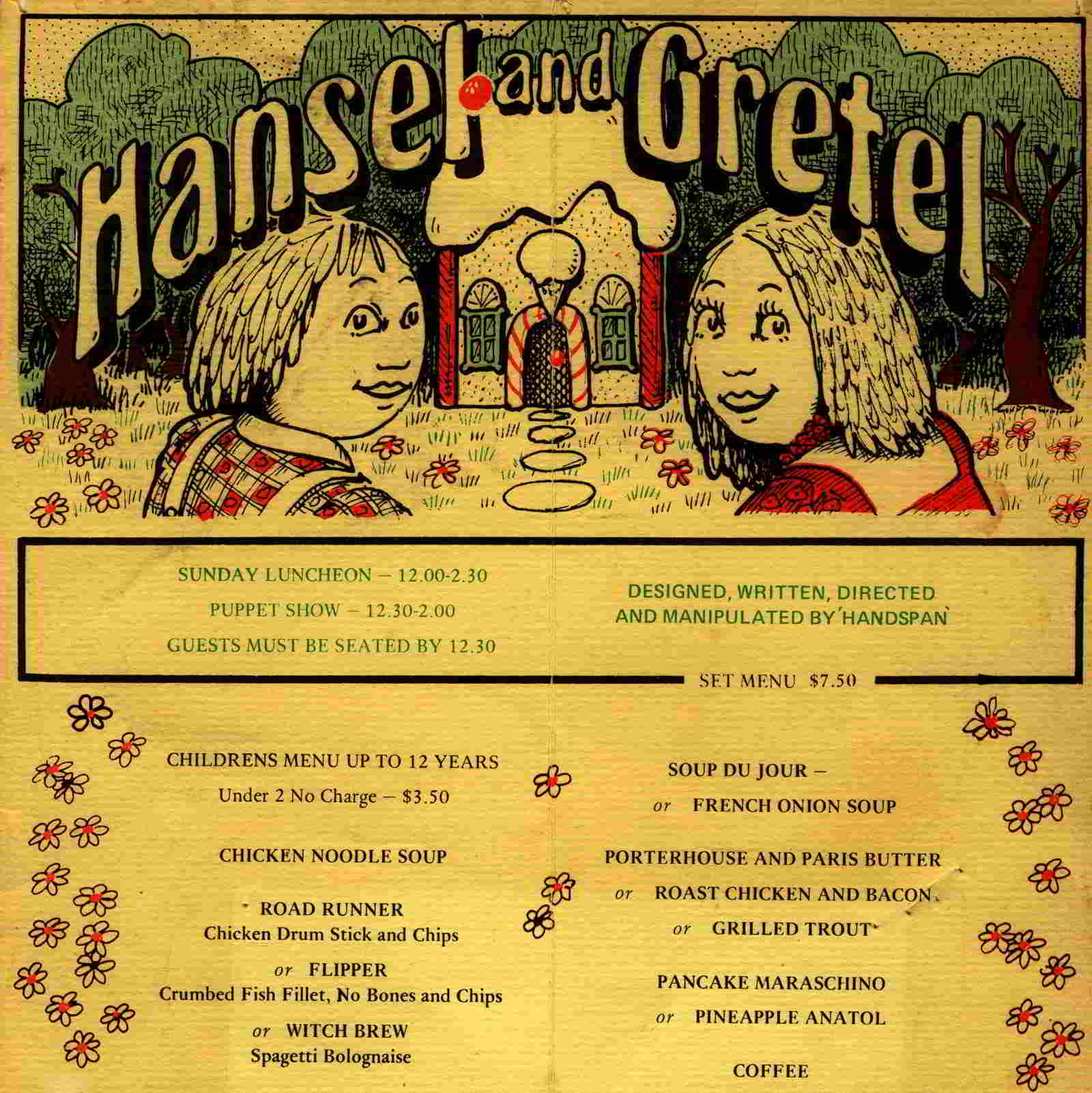 Handspan Theatre Hansel and Gretel at Anatols menu
